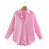 Solid Color Oversized Button Shirts